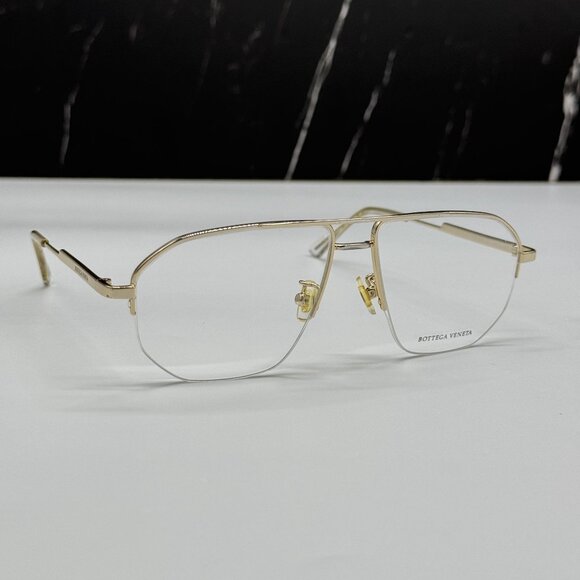 NEW BOTTEGA VENETA BV1109O 002 GOLD AVIATOR UNISEX EYEGLASSES - Picture 4 of 10